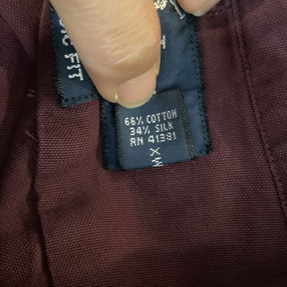 Ralph Lauren Classic Fit Mens Shirt Long Sleeve Button Silk Cotton XL Red Maroon - Picture 6 of 10